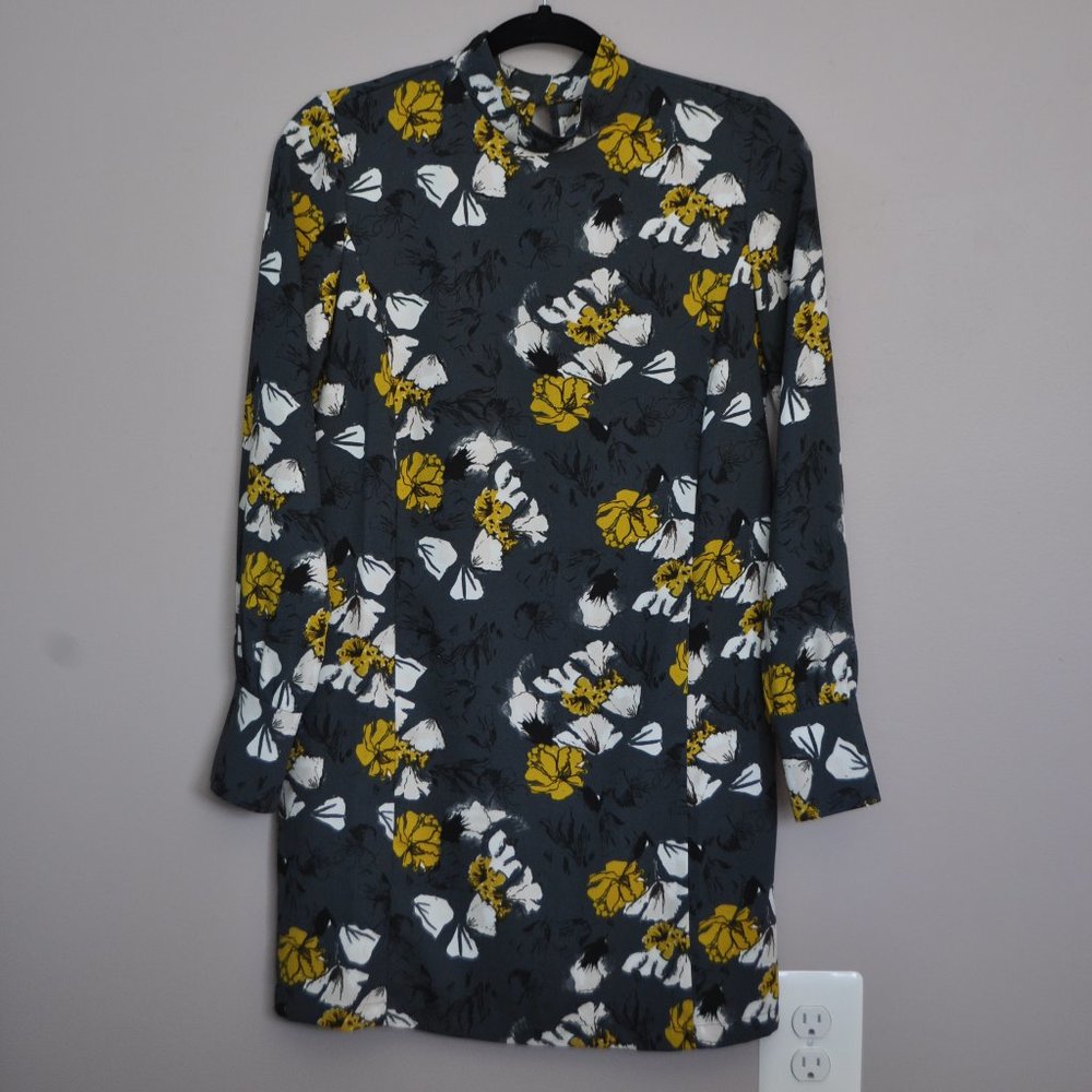 XS Free Press Floral High Neck Long Sleeve Professional Dress